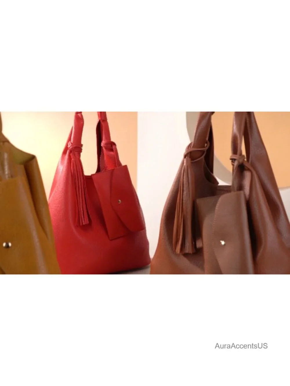 Slouchy Hobo Bag Vegan Leather Tassel Shoulder Purse Top Handle